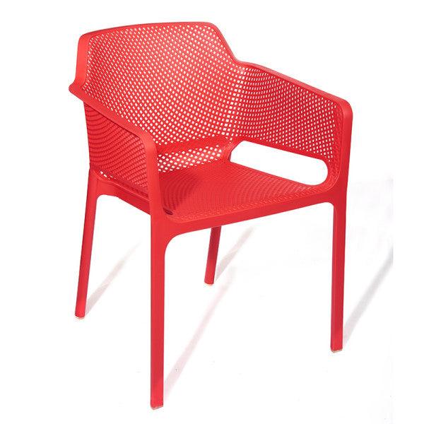 Nella Plastic Outdoor Arm Chair - Red