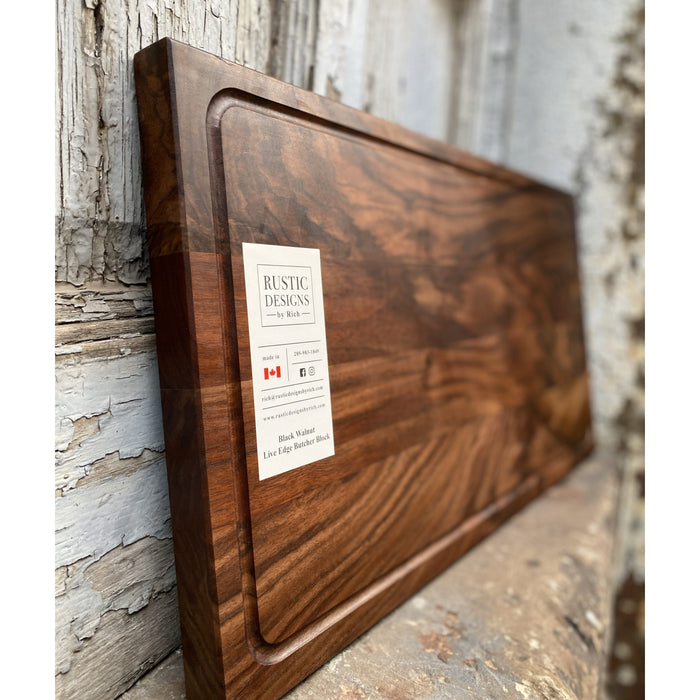 Rustic Designs by Rich 18" x 30" Black Walnut Cutting Board with Groove