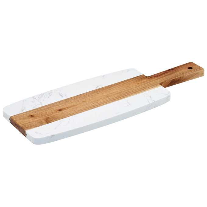 Winco SBMW-156 11.5" x 6" Marble and Wood Serving Board
