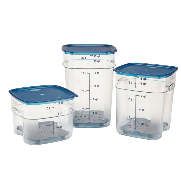 Cambro SFC12FPPP267 Camsquares FreshPro Translucent Easy Seal Covers for 12, 18, and 22 Qt. Containers - Blue