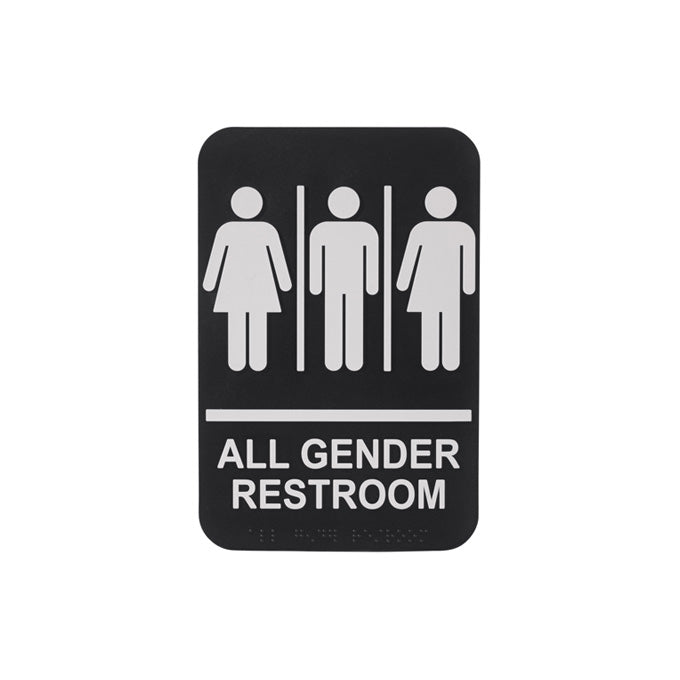 Winco SGNB-607 6" x 9" Informational Sign with Braille - All Gender Restroom