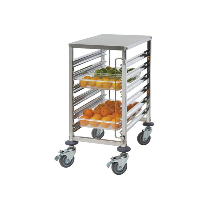 Winco SRK-12 12-Tier Stainless Steel End-Load Steam Table Pan / Bun Tray Racks with Brakes