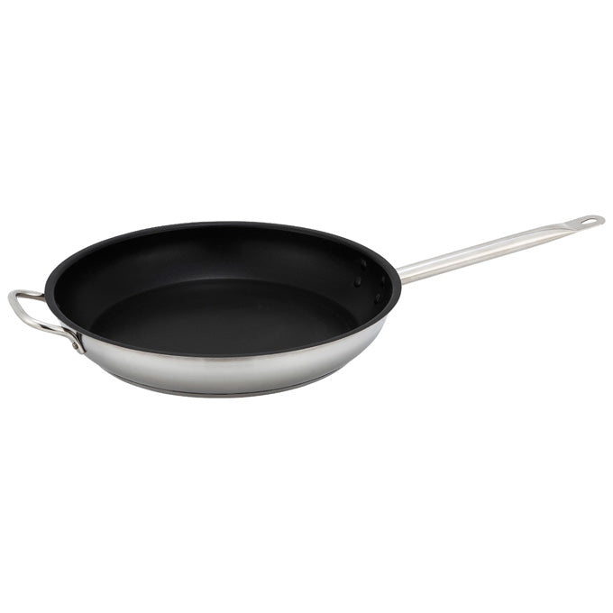 Winco SSFP-12NS 12" Stainless Steel Non-Stick Fry Pan with Help Handle