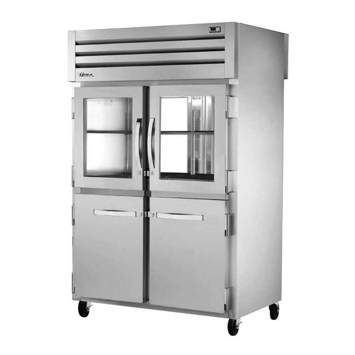 True STA2RPT-2HG/2HS-2G-HC 52" Pass Thru Combination Half Front / Glass Rear Swing 4-Door Reach-In Refrigerator