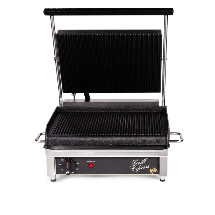Star GX10IG 10" Single Commercial Panini Press w/ Cast Iron Grooved Plates - 120V