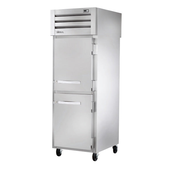 True STR1RPT-2HS-1G-HC 30" Pass-Thru Half Solid Front / Glass Rear Swing 2-Door Reach-In Refrigerator