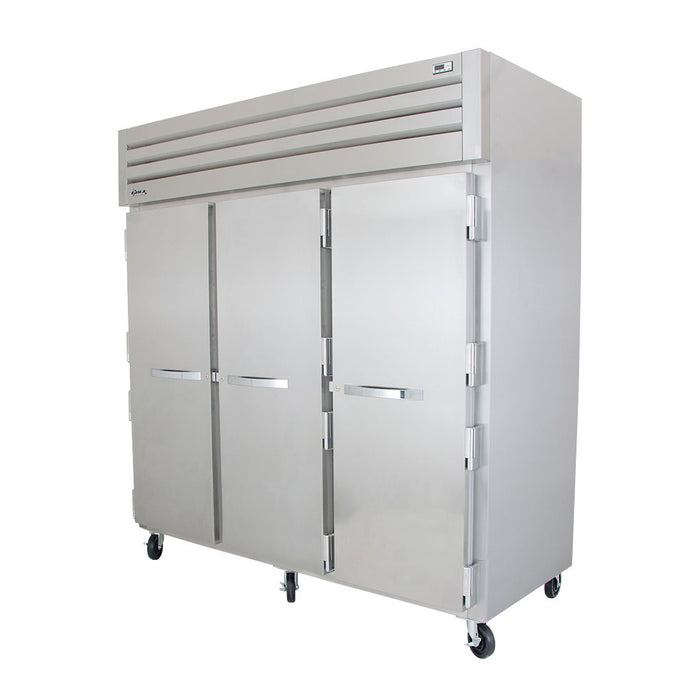 True STR3R-3S 77" Solid Swing 3-Door Reach-In Refrigerator