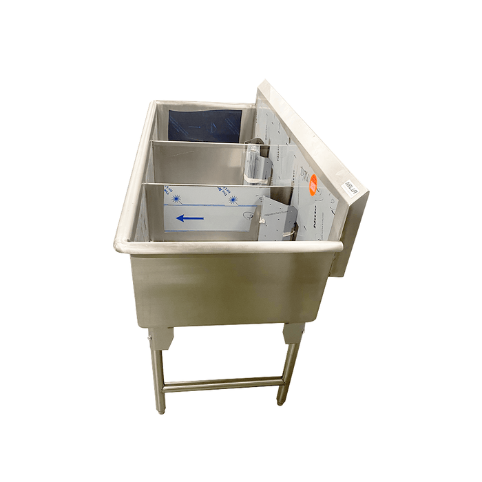 Nella 60” Heavy-Duty S/S Three Compartment Sink - 20" x 24" x 13.5" Bowl - T2460