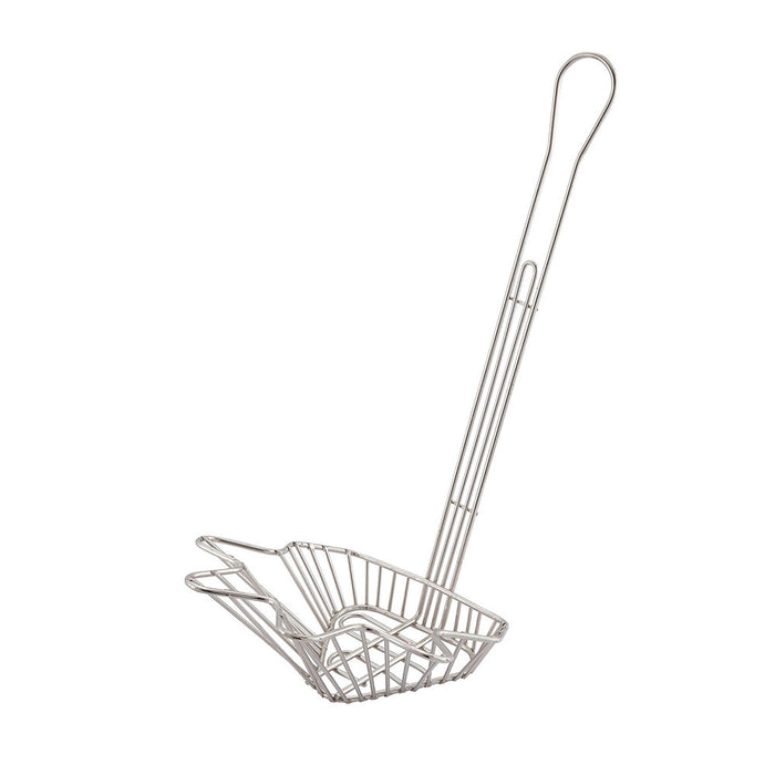 Winco TB-22 Nickel-Plated Triangle Taco Salad Bowl Fry Basket with 18″ Handle