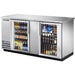 TRUE TBB-3G-S-LD 69" STAINLESS STEEL GLASS DOOR BACK BAR REFRIGERATOR