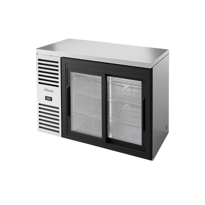 True TBR60-RISZ1-L-S-11-1 60" Stainless Steel Sliding Glass 2-Door Single Zone Back Bar Refrigerator