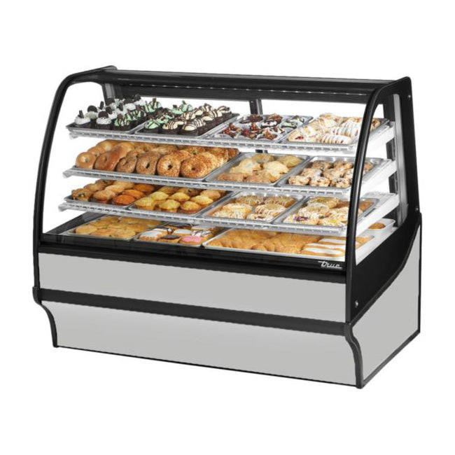 True TDM-DC-59-GE/GE-S-S 59" Stainless Steel Dry Merchandising Display Case with Side Glasses