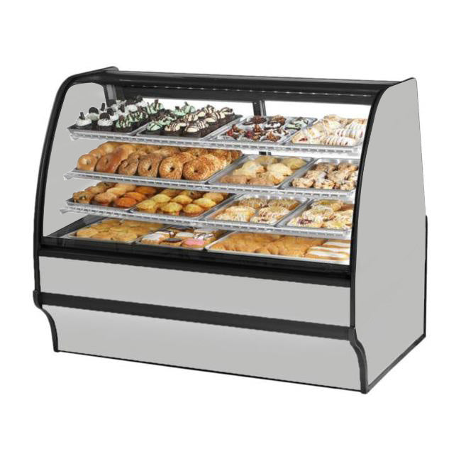 True TGM-DC-59-SM/SM-S-S 59" Stainless Steel Dry Merchandising Display Case with Side Mirrors