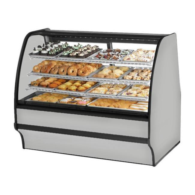 True TGM-DC-59-SM/SM-S-S 59" Stainless Steel Dry Merchandising Display Case with Side Mirrors