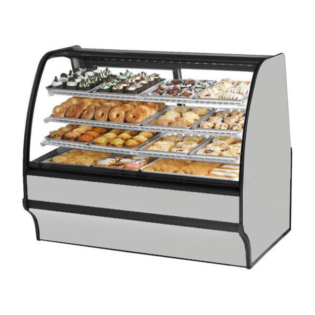 True TGM-DC-59-SC/SC-S-W 59" Stainless Steel Dry Merchandising Display Case with White Interior