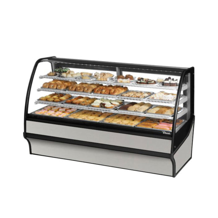 True TDM-DC-77-GE/GE-S-S 77" Stainless Steel Dry Merchandising Display Case with Side Glasses