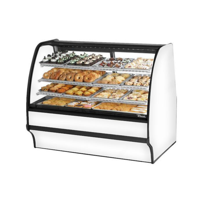 True TGM-R-59-SM/SM-W-W 59" White Refrigerated Merchandising Display Case with Side Mirrors