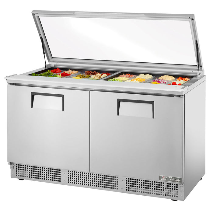 True TFP-64-24M-FGLID 64" 2-Door Salad/Sandwich Refrigerated Prep Table with Glass Lid