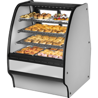 True TGM-DC-36-SM/SM-S-W 36" Stainless Steel Dry Merchandising Display Case with White Interior & Side Mirrors