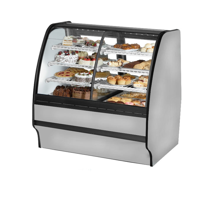 True TGM-DZ-48-SC/SC-S-W Stainless Steel Refrigerated & Dry Merchandising Display Case with White Interior