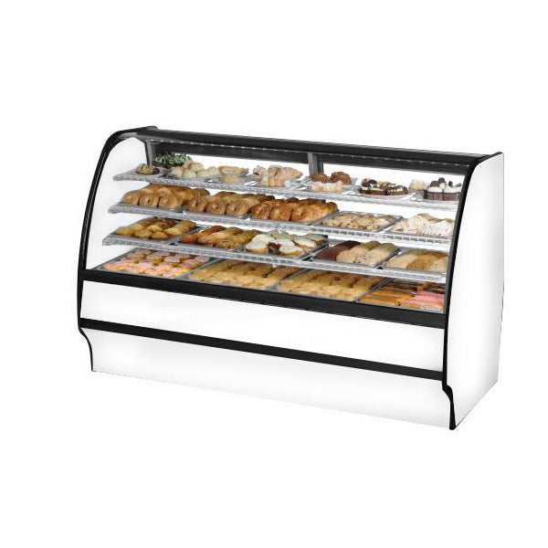 True TGM-R-77-SM/SM-W-W 77" White Refrigerated Merchandising Display Case with Side Mirrors