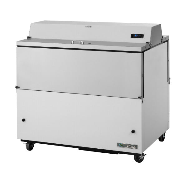 True TMC-49-DS-SS-HC 49" Dual Sided Milk Cooler with White Powder Coated Exterior & Stainless Steel Interior