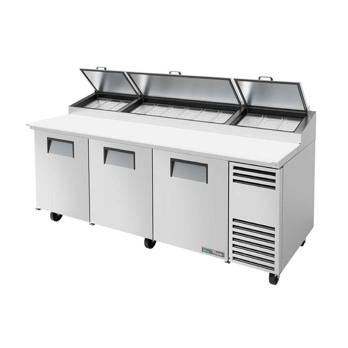 True TPP-AT-93-HC 93" 3-Door Refrigerated Pizza Prep Table with Alternate Top