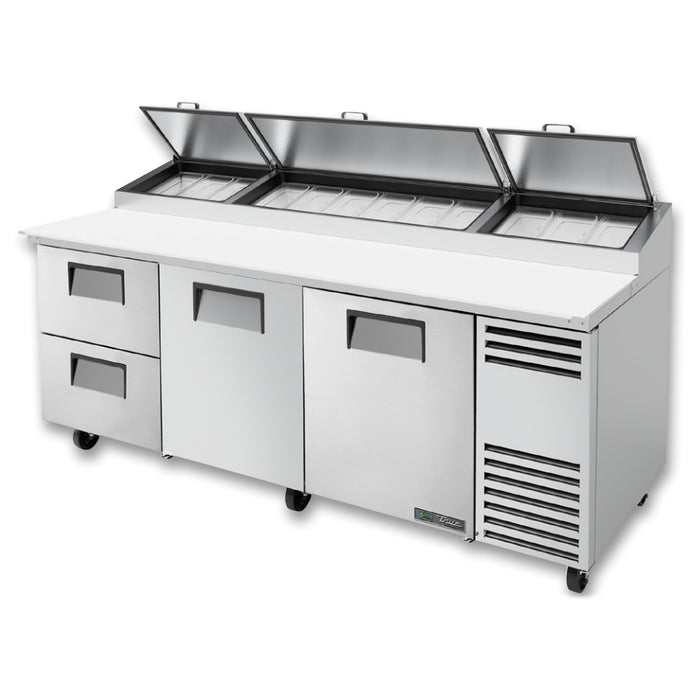 True TPP-AT-93D-2-HC 93" 2-Door 2-Drawer Refrigerated Pizza Prep Table with Alternate Top
