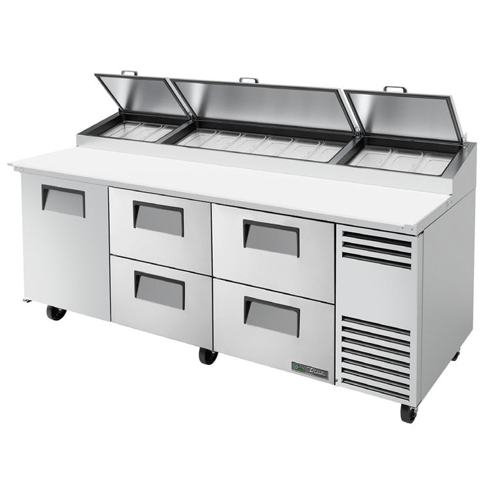 True TPP-AT-93D-4-HC 93" 1-Door 4-Drawer Refrigerated Pizza Prep Table with Alternate Top