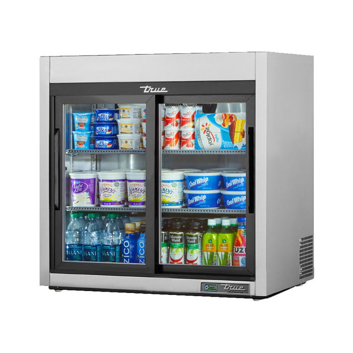 True TSD-09G-HC-LD 36" Glass Sliding Door Reach-In Countertop Refrigerator