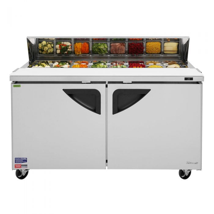 Turbo Air TST-60SD-N 60" Super Deluxe Series 2-Door Refrigerated Salad/Sandwich Prep Table