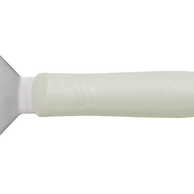 Winco TWP-60 Stainless Steel Slotted Fish Spatula with Off White Polypropylene Handle