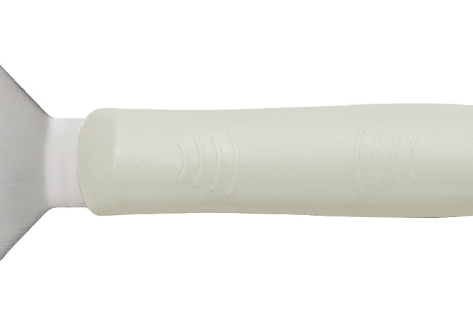 Winco TWP-90 8" x 2.8" Solid Flexible Turner with Offset White Polypropylene Handle