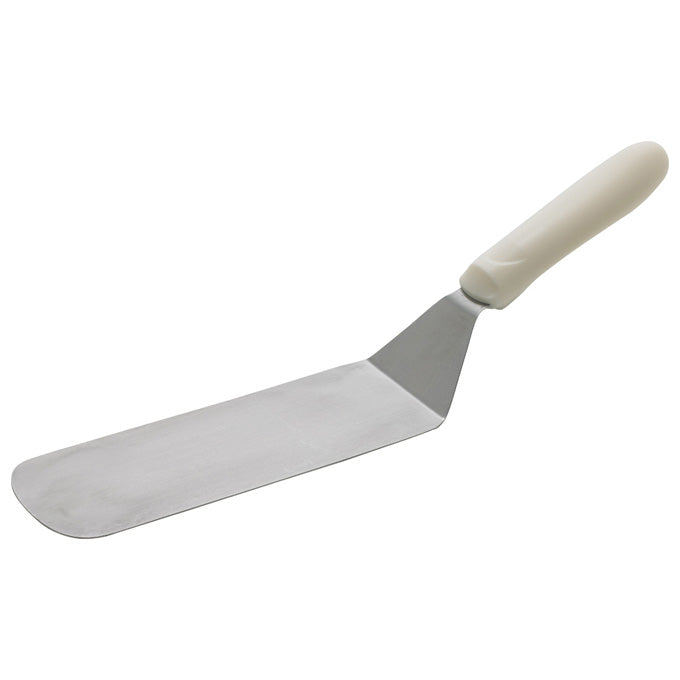 Winco TWP-90 8" x 2.8" Solid Flexible Turner with Offset White Polypropylene Handle