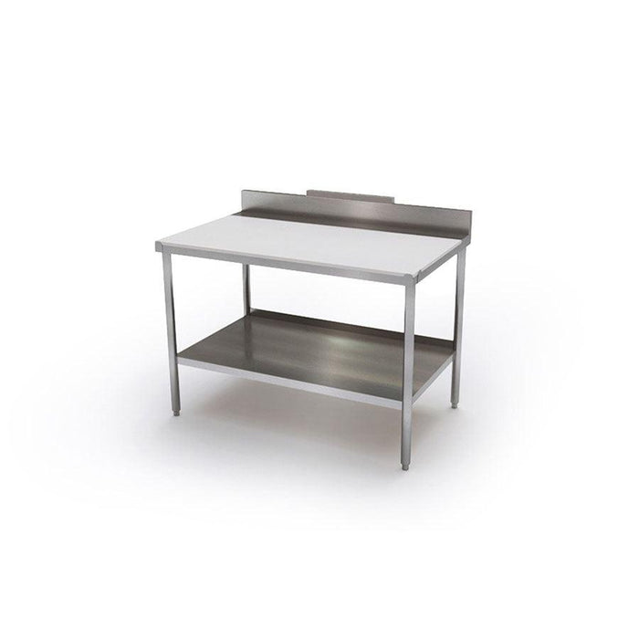 Nella 30" x 120" Cutting Tables With Rear Deck and Standard Backsplash - 30120DS-F
