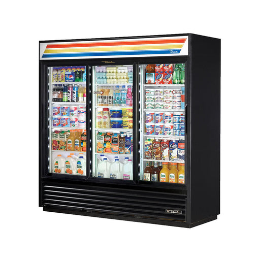 TRUE GDM-69-HC-LD 3 DOOR BLACK MERCHANDISER