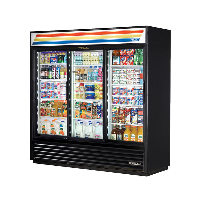 TRUE GDM-69-HC-LD 3 DOOR BLACK MERCHANDISER