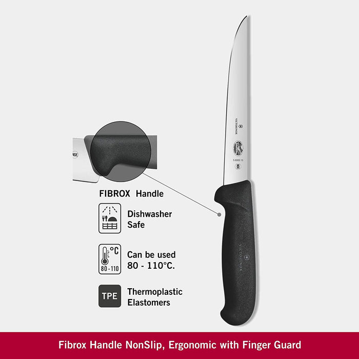 Victorinox 6" Fibrox Straight Edge Boning Knife - Black - 5.6003.15