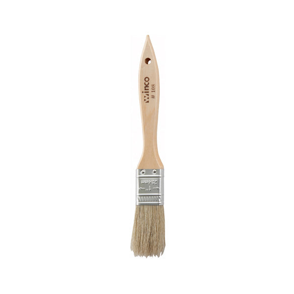 Winco WBR-10 1" Natural Boar Bristle Pastry Brush with Wooden Handle