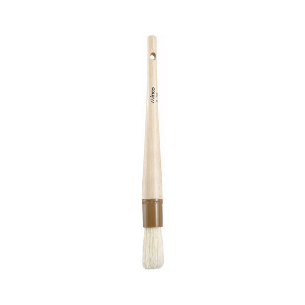 Winco WFB-10R 1" Natural Boar Bristle Round Pastry Brush with Wooden Handle