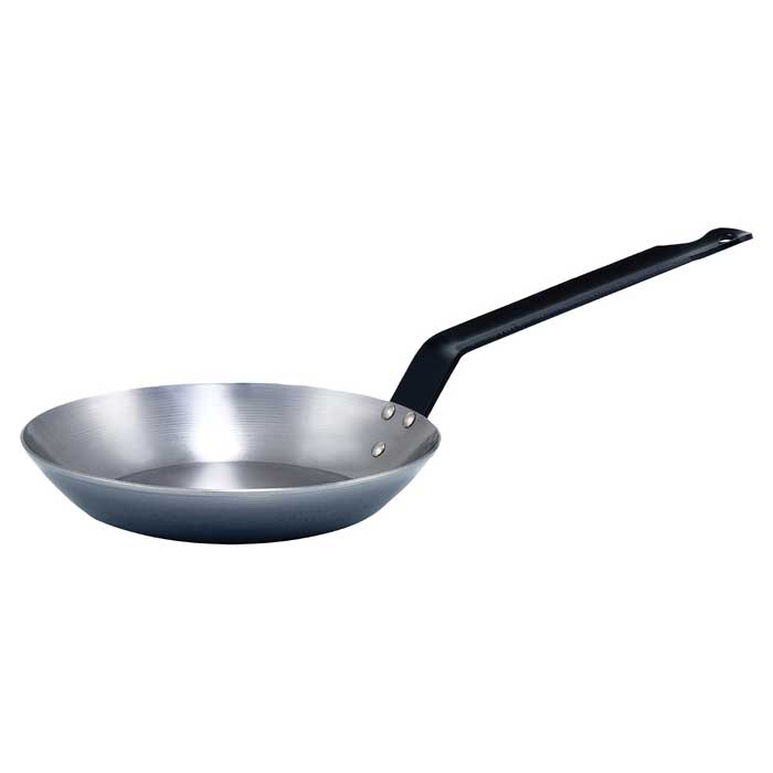 Winco CSFP-12 11" Polished Carbon Steel French Style Fry Pan