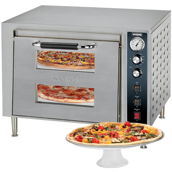 Waring Commercial WPO700 27" Double Deck Countertop Electric Pizza Oven With Dial Display - 240V, 3200W