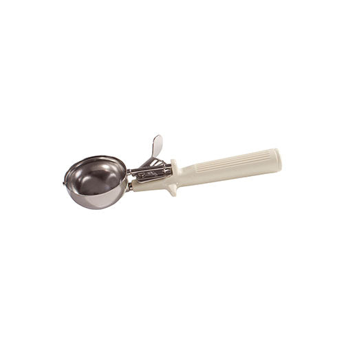 Winco ICOP-10 3.25 Oz. One-Piece Handle Food Disher with Spring Release - White