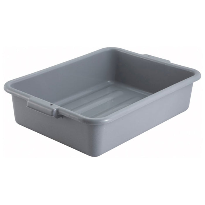Winco PL-5G 21.25" x 15.38" Heavyweight Polypropylene Grey Bus Bin - 5" Deep