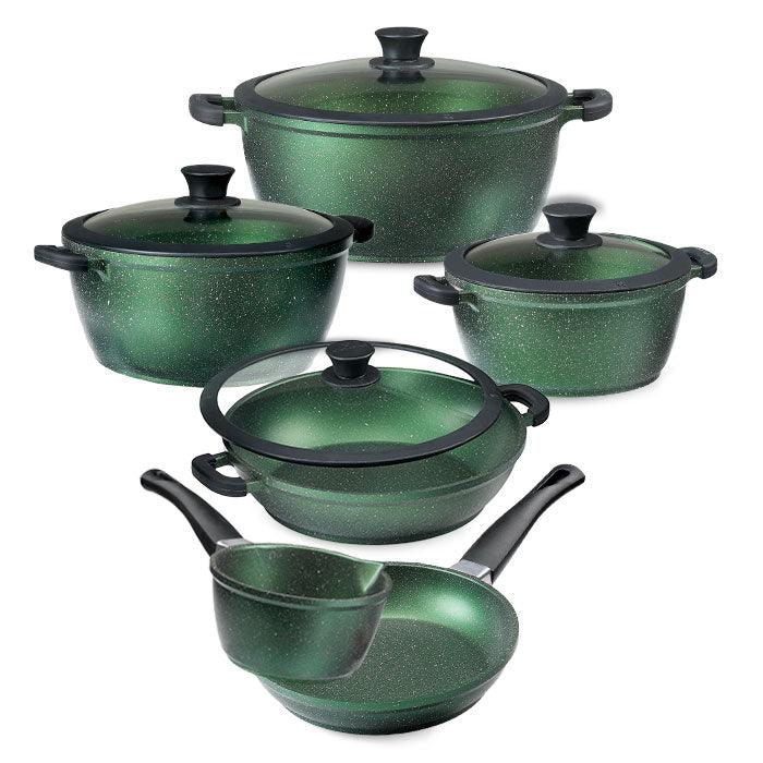 Acrochef 10 Piece Non-Stick Cookware Set with Glass Lid - MB7750 - Nella Online
