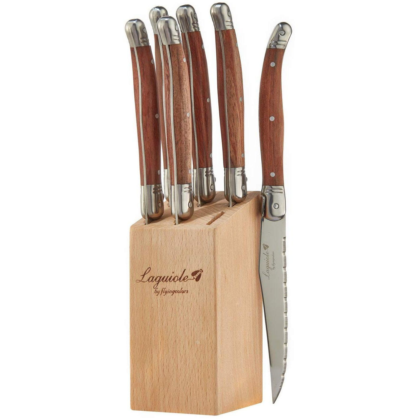 Laguiole By Andre Verdier Debutant 9" Steak Knife Set in Wood Block