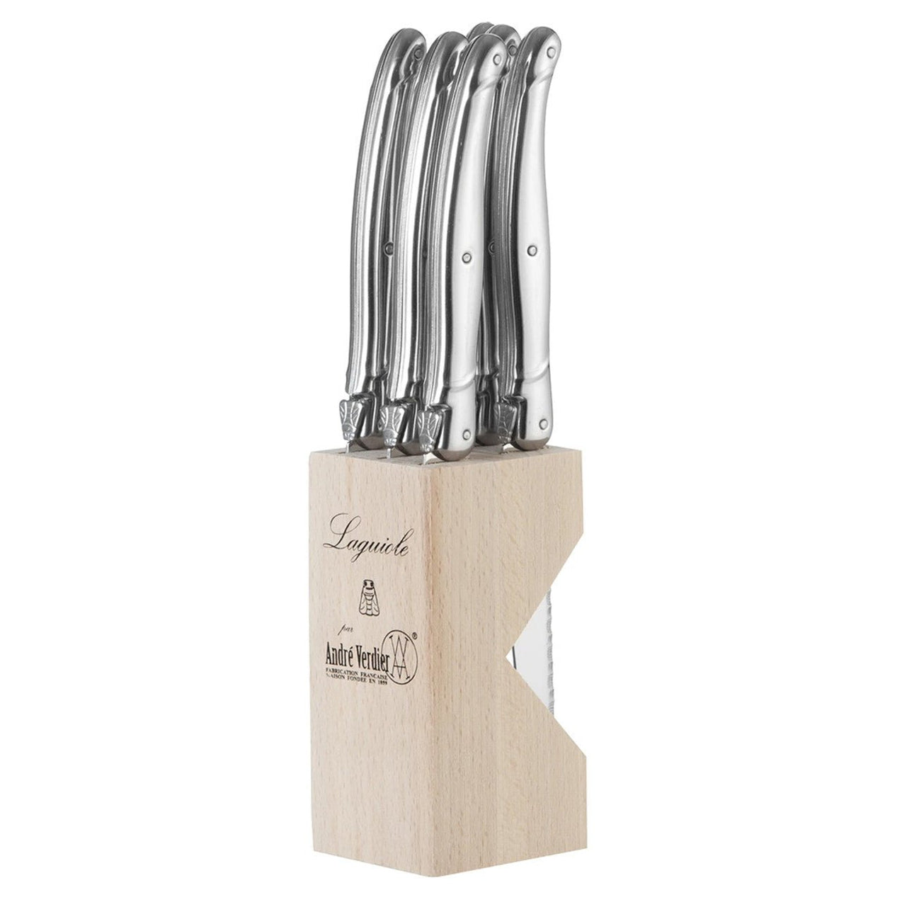 Laguiole By Andre Verdier Debutant 9" Steak Knife Set in Wood Block