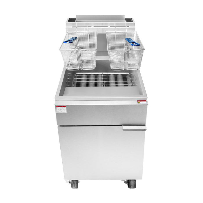 Atosa ATFS-75 75 Lbs Heavy Duty Stainless Steel Commercial Deep Fryer - 136,000 Btu - Nella Online