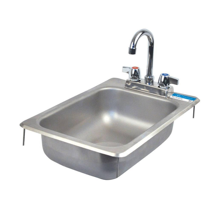 BK Resources 12" x 18" One Compartment Drop In Sink with Faucet - BK-DIS-1014-5D-P-G - Nella Online
