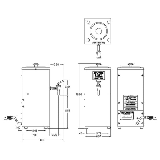 Bunn 45300.0008 H3X Element 3 Gallon Hot Water Dispenser - 120V, 1340W